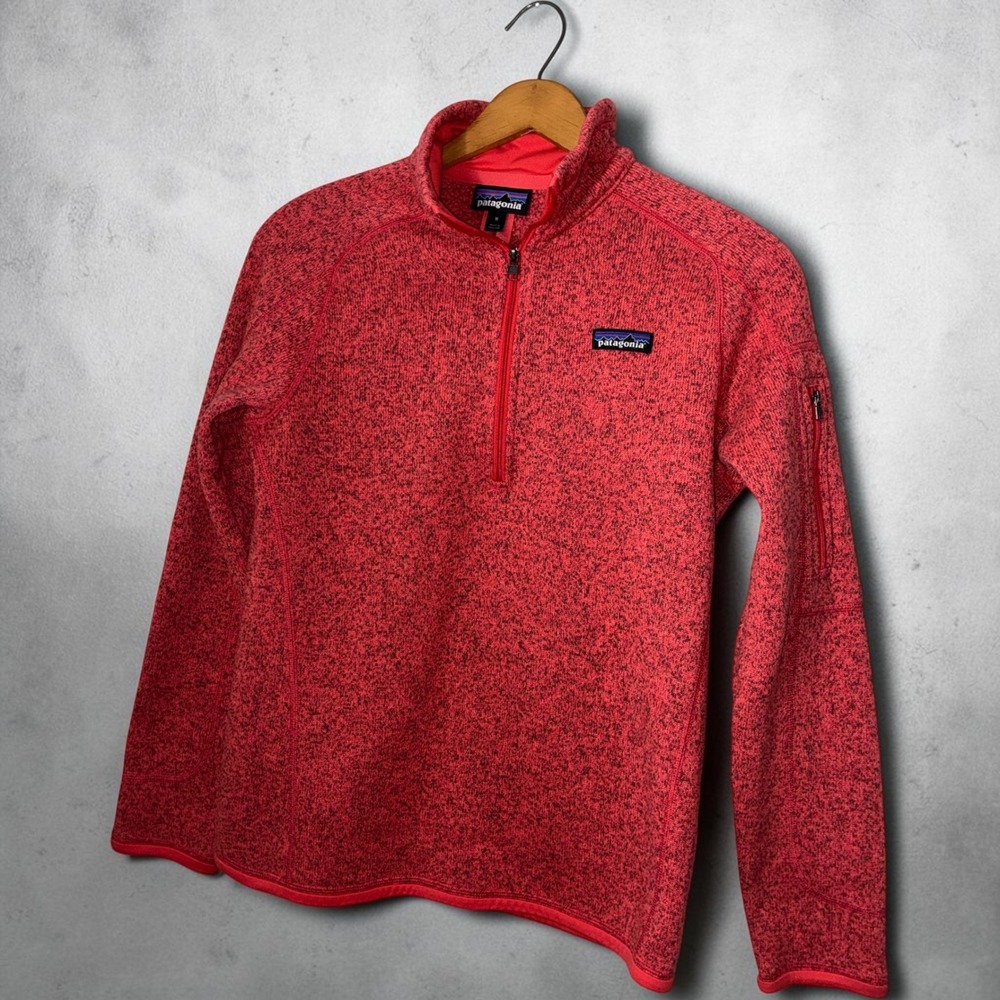 Patagonia Better Sweater 1/4 Zip Pullover Red Heather Fleece Womens Medium
